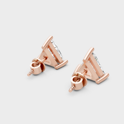 Ethical Lab-Grown Triangle Diamond Earrings Rose Gold