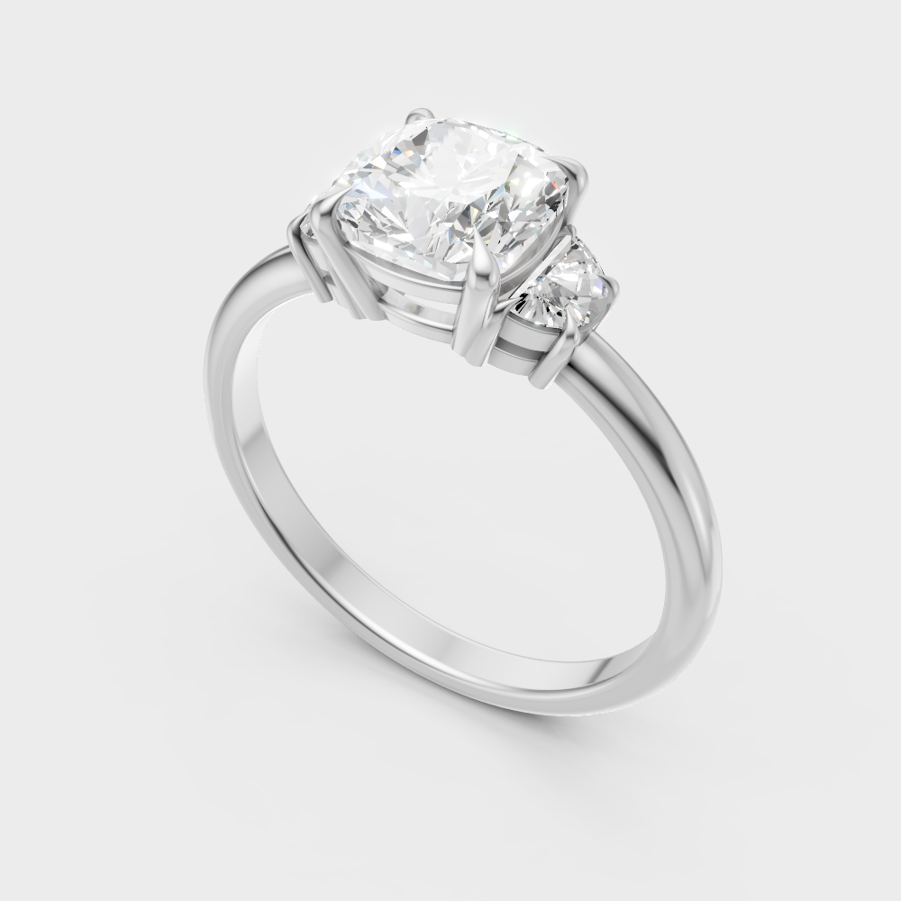 Sleek 18K White Gold Engagement Ring Featuring A 1.64Ct Round Three-Stone Design