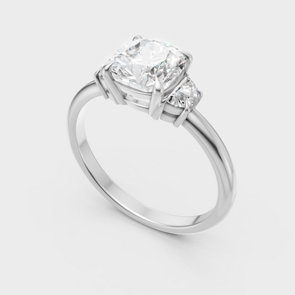 Sleek 18K White Gold Engagement Ring Featuring A 1.64Ct Round Three-Stone Design