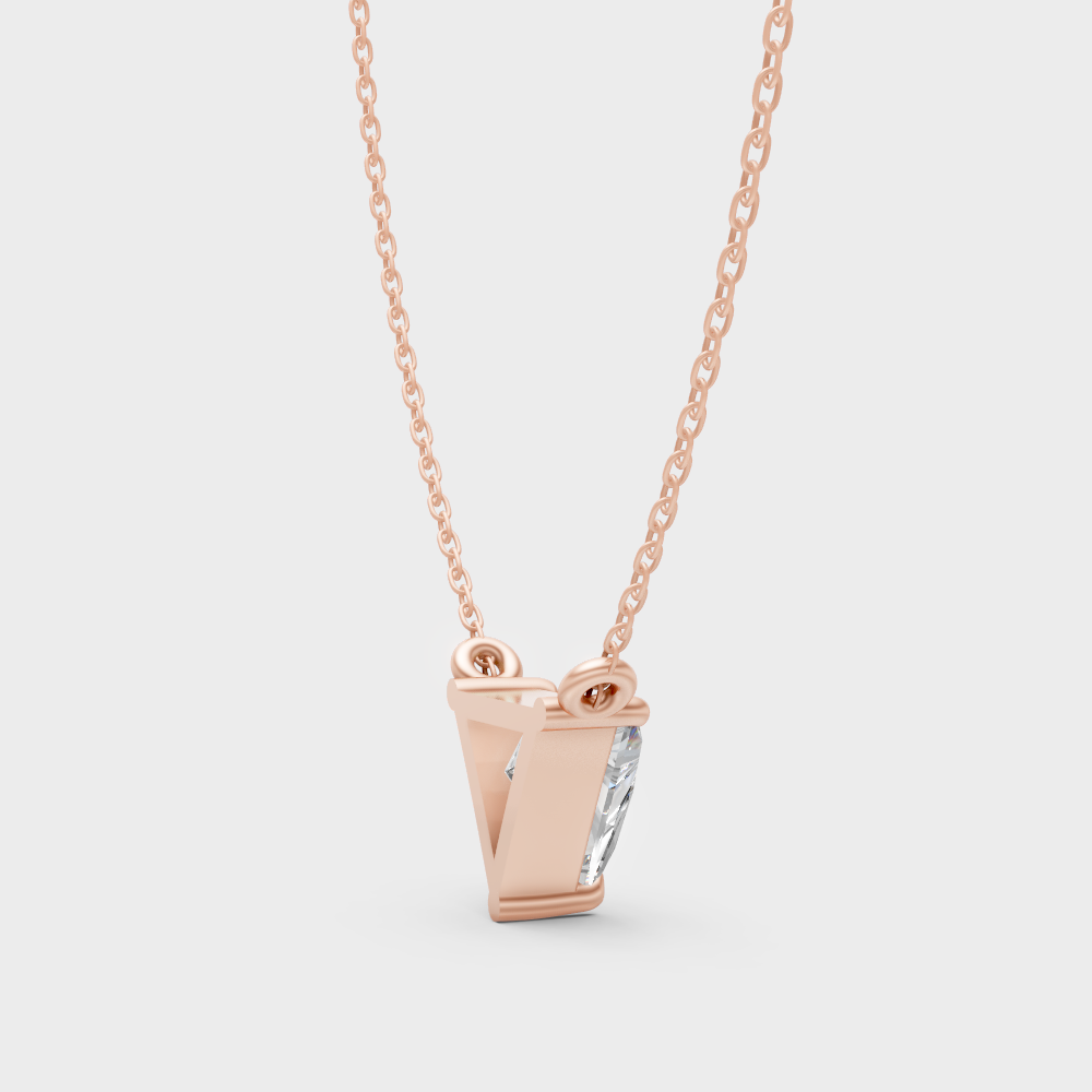 Luxury Triangle Cut Lab-Grown Diamond Pendant With Chain In Rose Gold