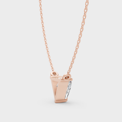 Luxury Triangle Cut Lab-Grown Diamond Pendant With Chain In Rose Gold