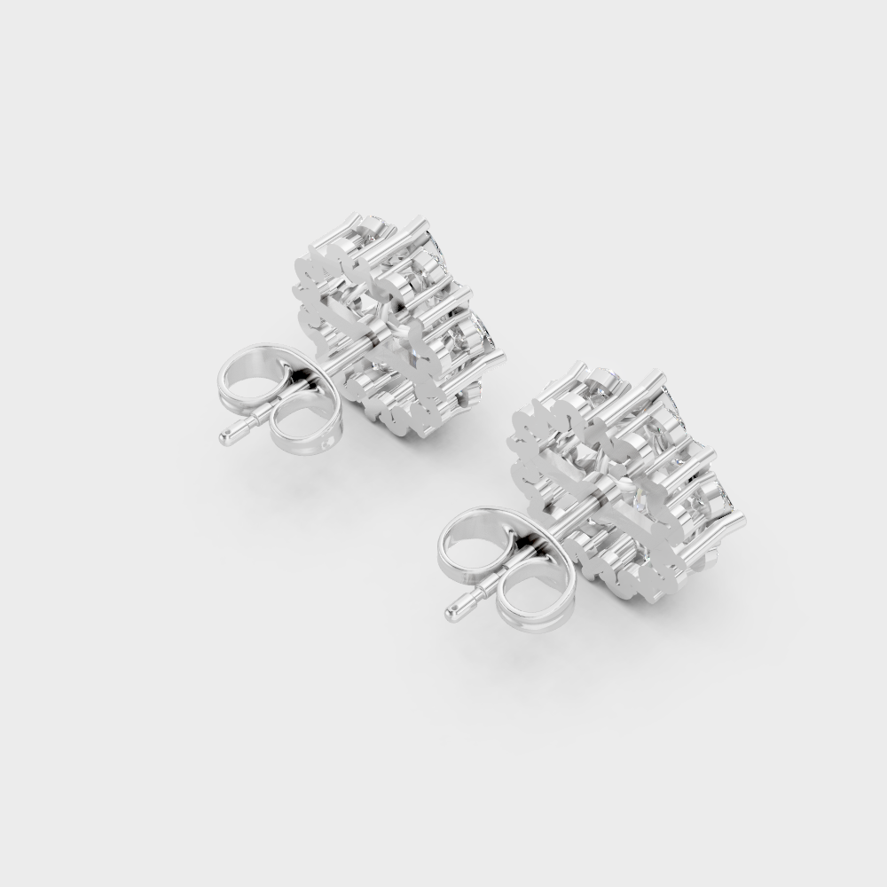 Hallmarked 14K White Gold Stud Earrings With 1.64 Carat Total Weight Lab Diamonds