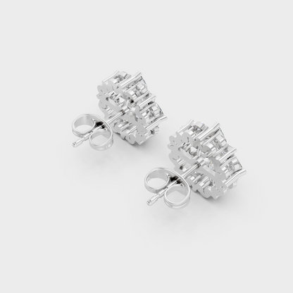 Hallmarked 14K White Gold Stud Earrings With 1.64 Carat Total Weight Lab Diamonds