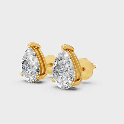 Luxury 1.75 Ct Each Pear Diamond Earrings Yellow Gold