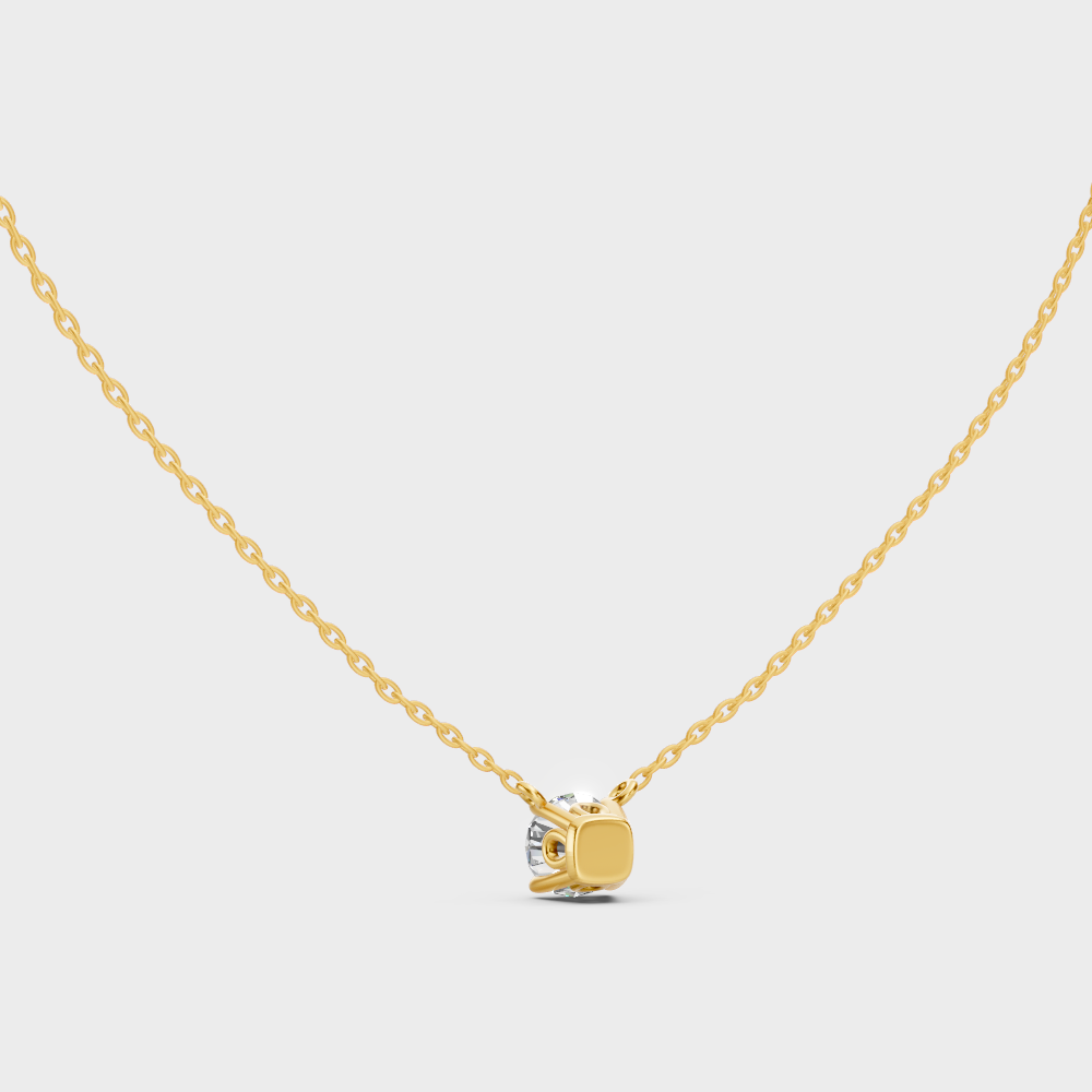 Premium 18K Yellow Gold Round Lab Diamond Solitaire Necklace