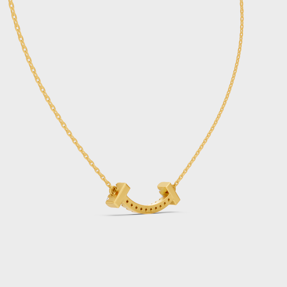 Elegant Round Cut Diamond Pendant With Chain Yellow Gold