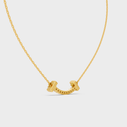 Elegant Round Cut Diamond Pendant With Chain Yellow Gold