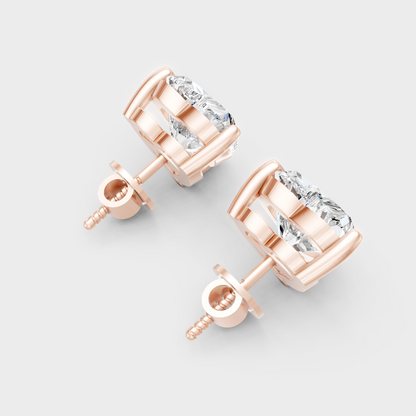 Romantic Heart Cut Diamond Earrings 1.50 Ct Total Rose Gold