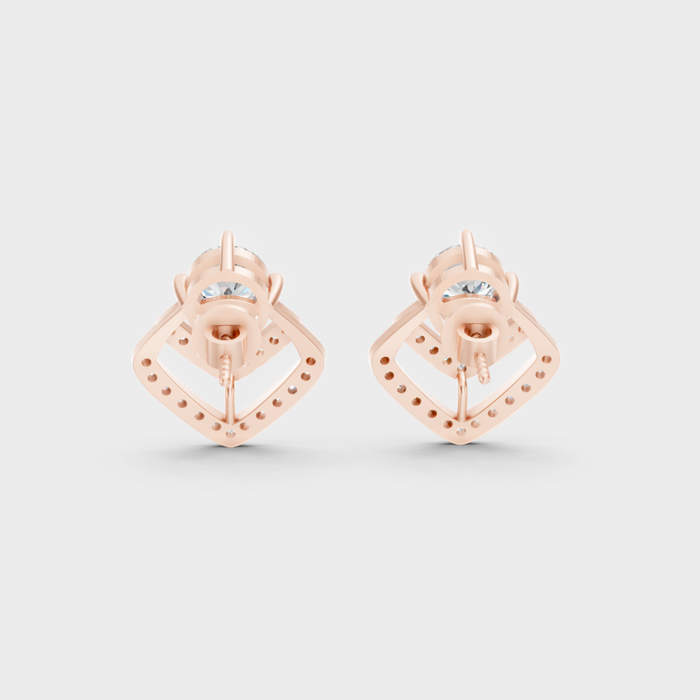 Elegant Round Cut Lab-Grown Diamond Earrings Rose Gold