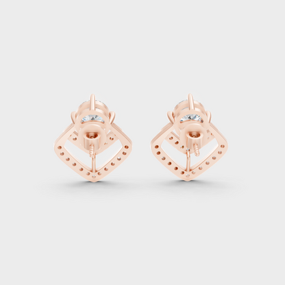 Elegant Round Cut Lab-Grown Diamond Earrings Rose Gold