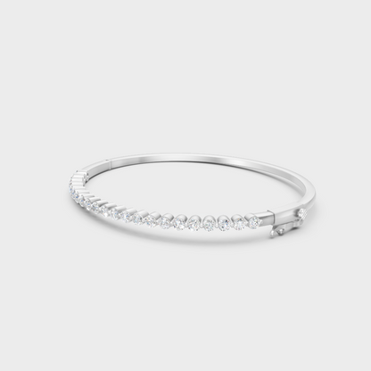 2 Ct Round Cut Certified Lab-Grown Diamond Kada Bracelet White Gold