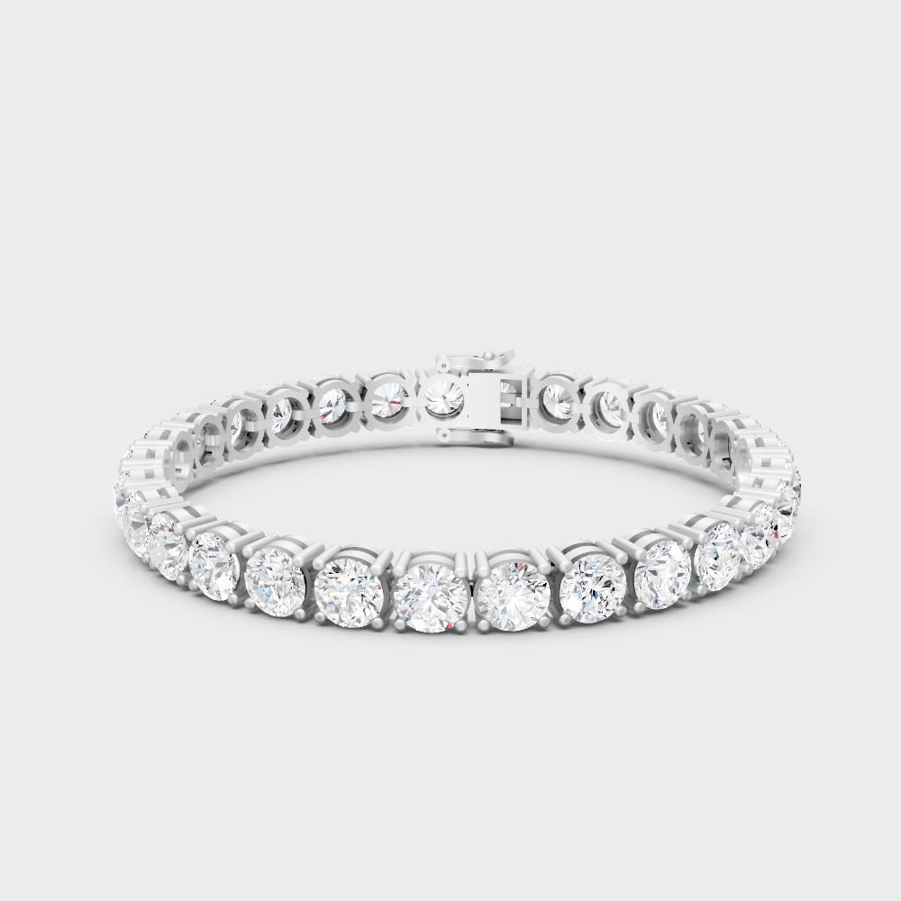 24.65 Ct Round Cut Lab-Grown Diamond Tennis Bracelet White Gold