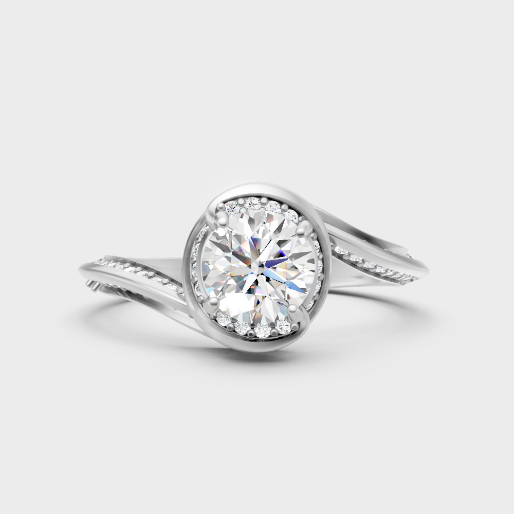 Premium 950 Platinum Round-Cut Lab-Grown Diamond Engagement Halo Ring