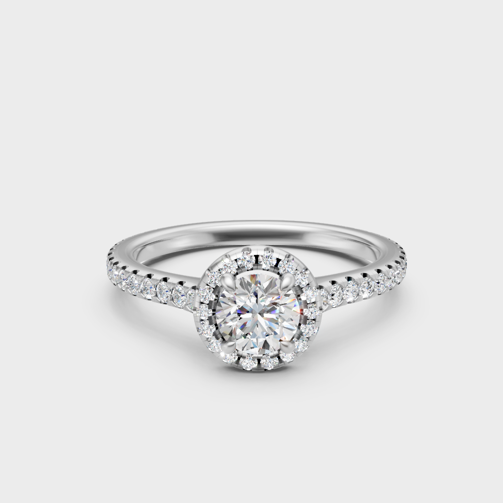 Premium 950 Platinum Round-Cut Lab-Grown Diamond Engagement Halo Ring