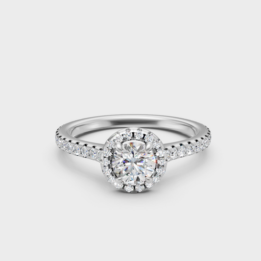 Premium 950 Platinum Round-Cut Lab-Grown Diamond Engagement Halo Ring
