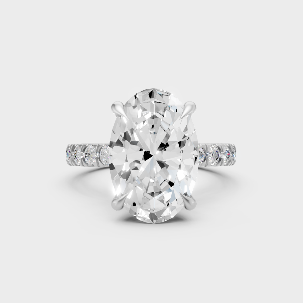 Certified 3.89 Carat Oval-Cut Lab-Grown Diamond Hidden Halo In 14K White Gold