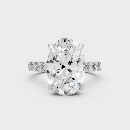Certified 3.89 Carat Oval-Cut Lab-Grown Diamond Hidden Halo In 14K White Gold