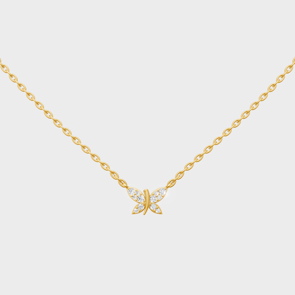 0.24 Ct Round Cut Lab-Grown Diamond Pendant With Chain In Yellow Gold