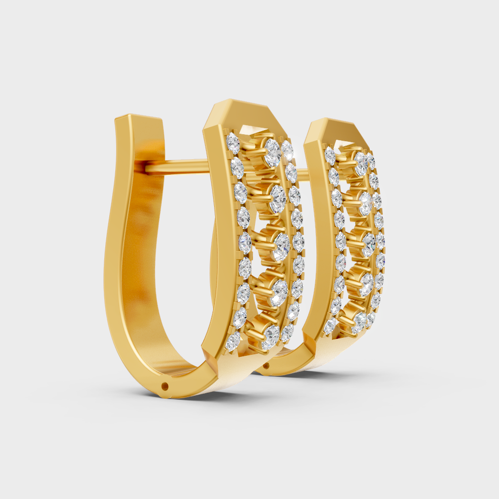 Hallmark Yellow Gold Round Cut Lab Diamond Hoop Earrings For Women