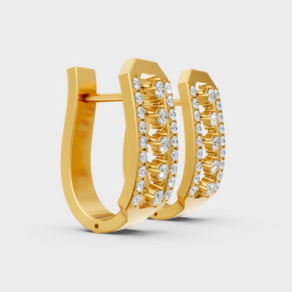 Hallmark Yellow Gold Round Cut Lab Diamond Hoop Earrings For Women