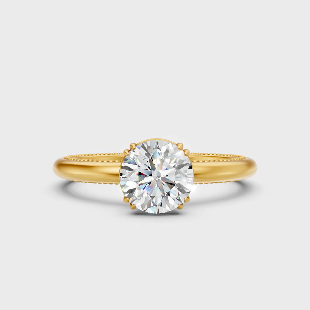 Large Round Lab Diamond Solitaire Engagement Ring In Yellow Gold