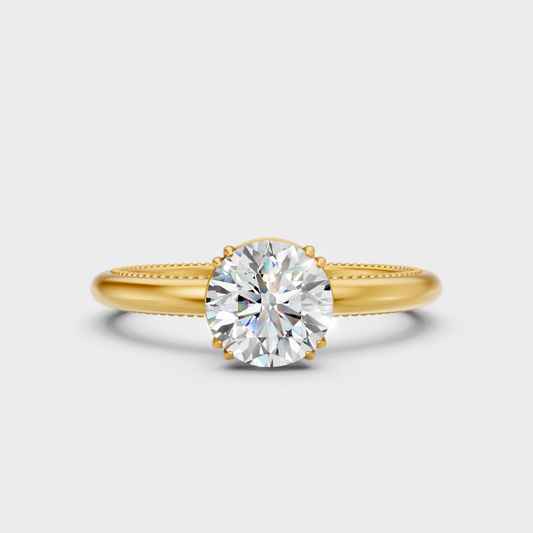 Large Round Lab Diamond Solitaire Engagement Ring In Yellow Gold