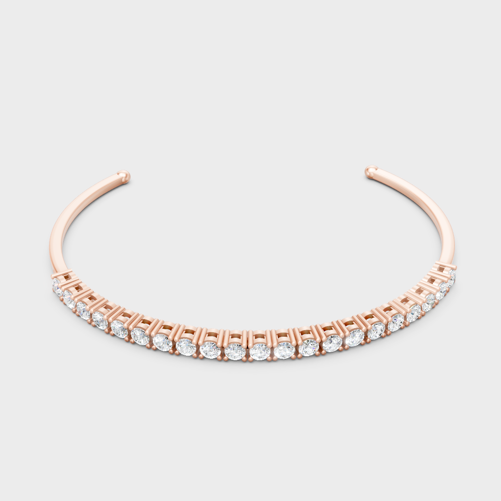 Luxury Round Diamond Open Bracelet Rose Gold Jewelr