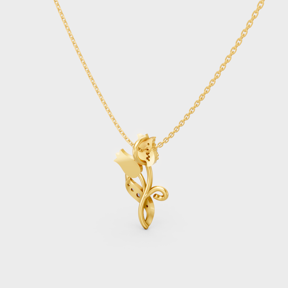 Fine Jewelry 0.08 Ct Lab-Grown Diamond Pendant Necklace Yellow Gold
