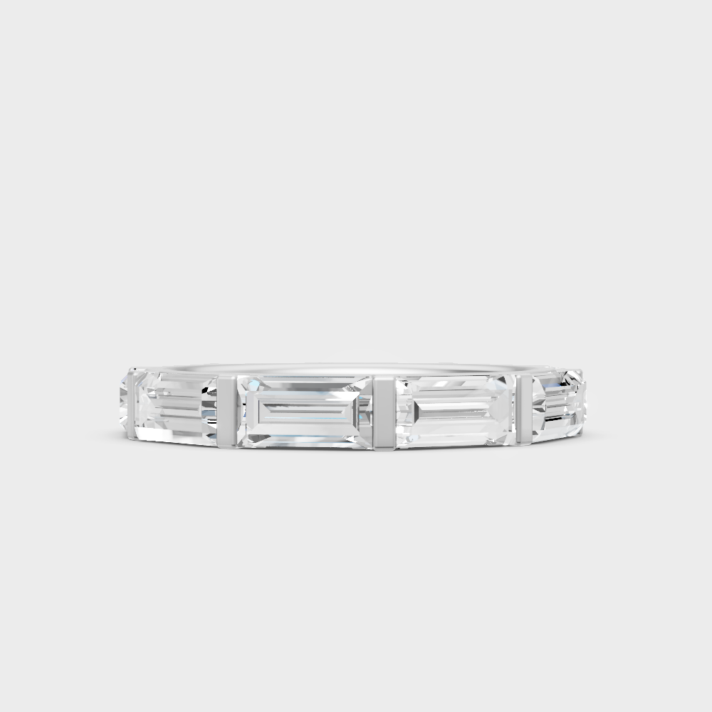 Certified 3.66 Carat Baguette-Cut Lab-Grown Diamond Band In 14K White Gold