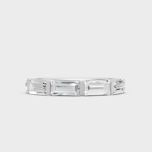 Certified 3.66 Carat Baguette-Cut Lab-Grown Diamond Band In 14K White Gold