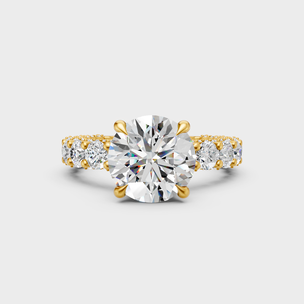 Igi-certified round-cut lab-grown diamond solitaire ring in yellow gold
