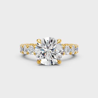 Igi-certified round-cut lab-grown diamond solitaire ring in yellow gold