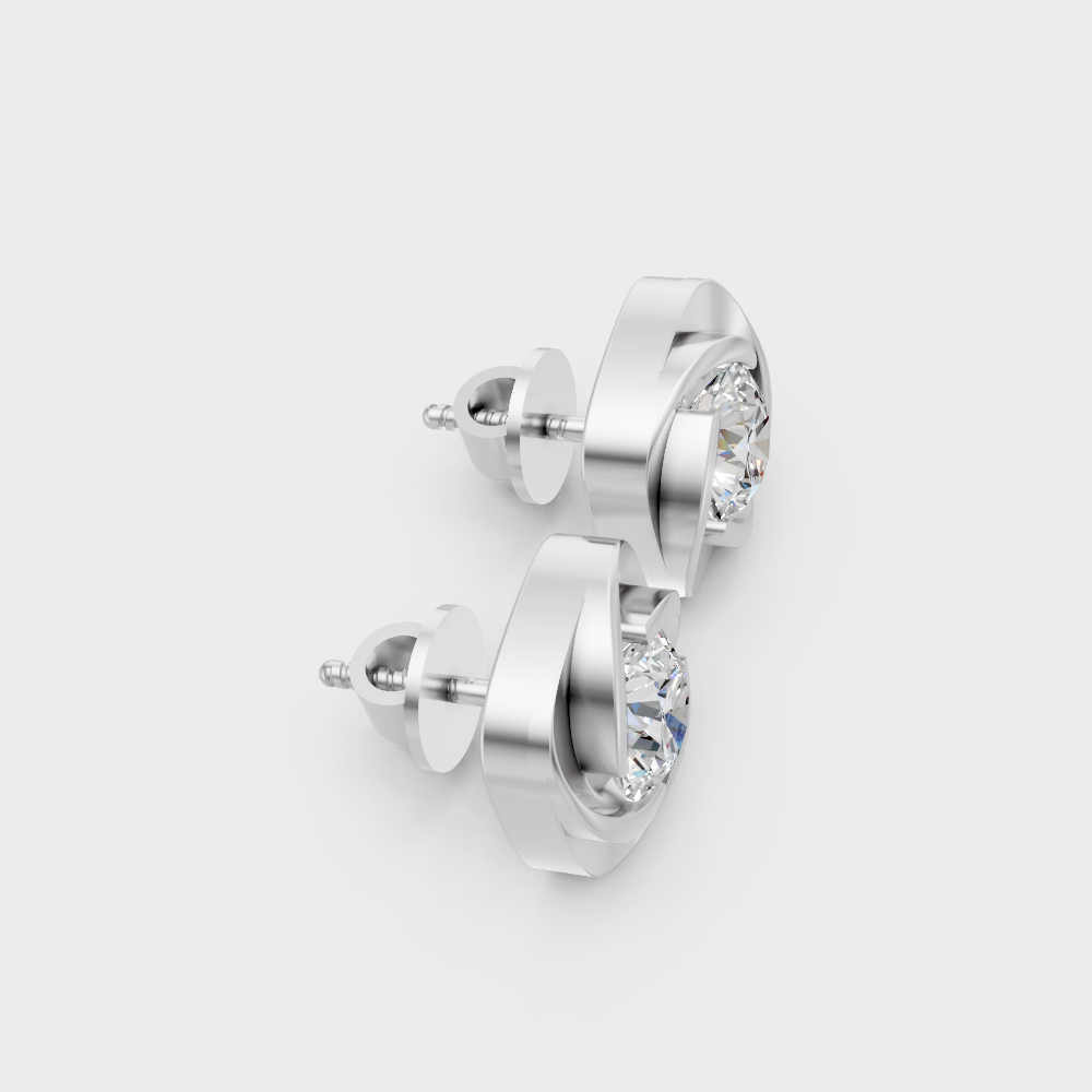 Ethical Lab Created Diamond Stud Earrings 1.80 Ct Total In White Gold