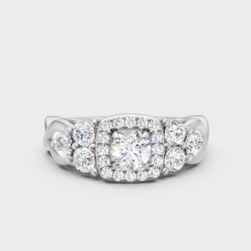  Customizable White Gold Round Lab Diamond Halo Ring For An Ethical Bridal Choice