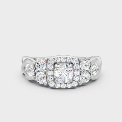  Customizable White Gold Round Lab Diamond Halo Ring For An Ethical Bridal Choice