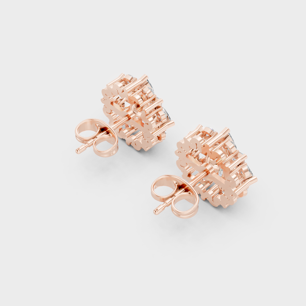 Blush Rose Gold Round And Marquise Lab Diamond Studs For Sophisticated Sustainable Luxury