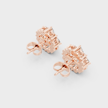 Blush Rose Gold Round And Marquise Lab Diamond Studs For Sophisticated Sustainable Luxury