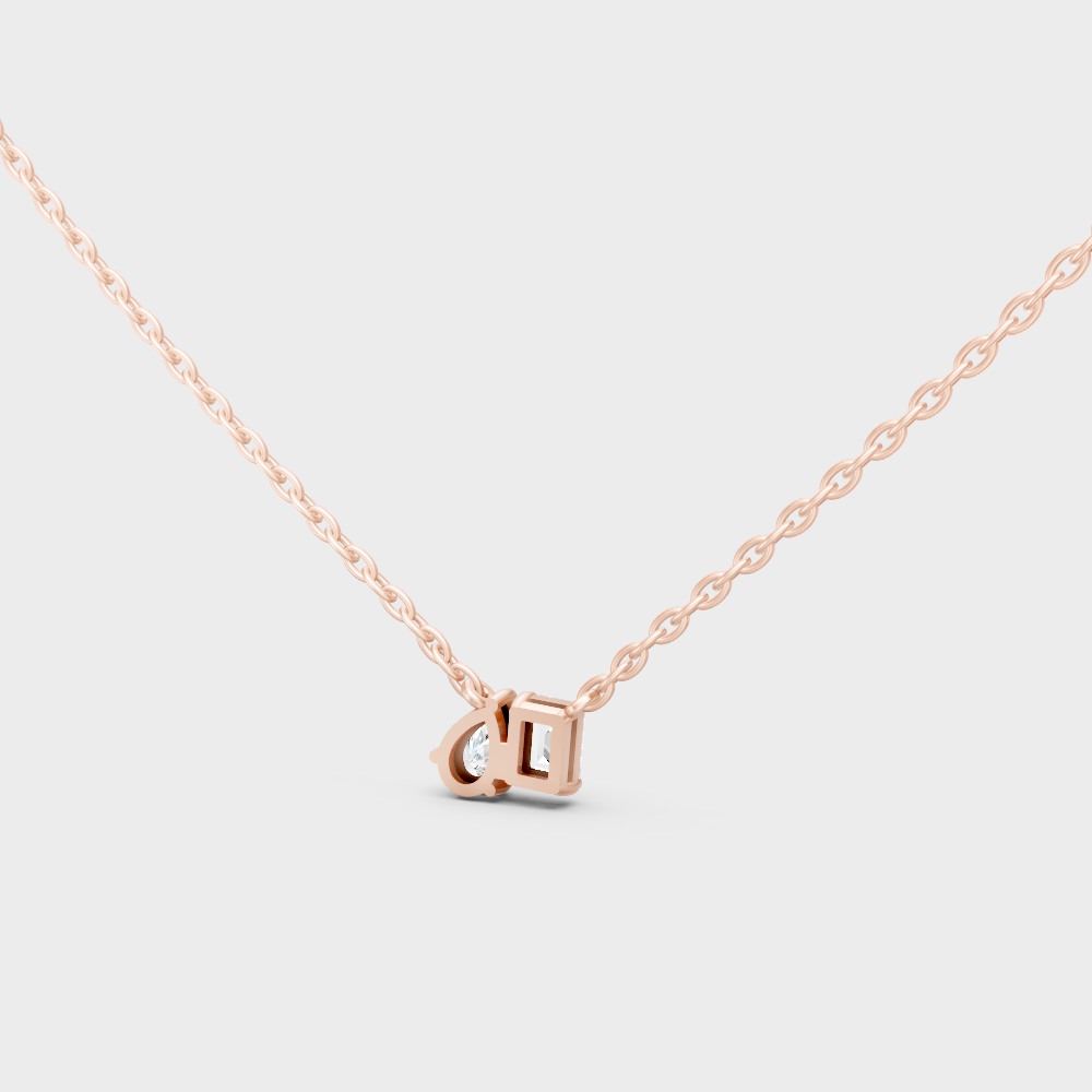 Luxury 0.96 Ct Toi-Et-Moi Diamond Necklace Rose Gold