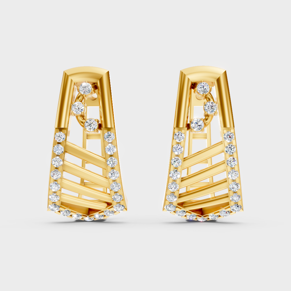 0.36 Ct GLI Certified Lab-Grown Round Diamond Hoop Earrings In Yellow Gold