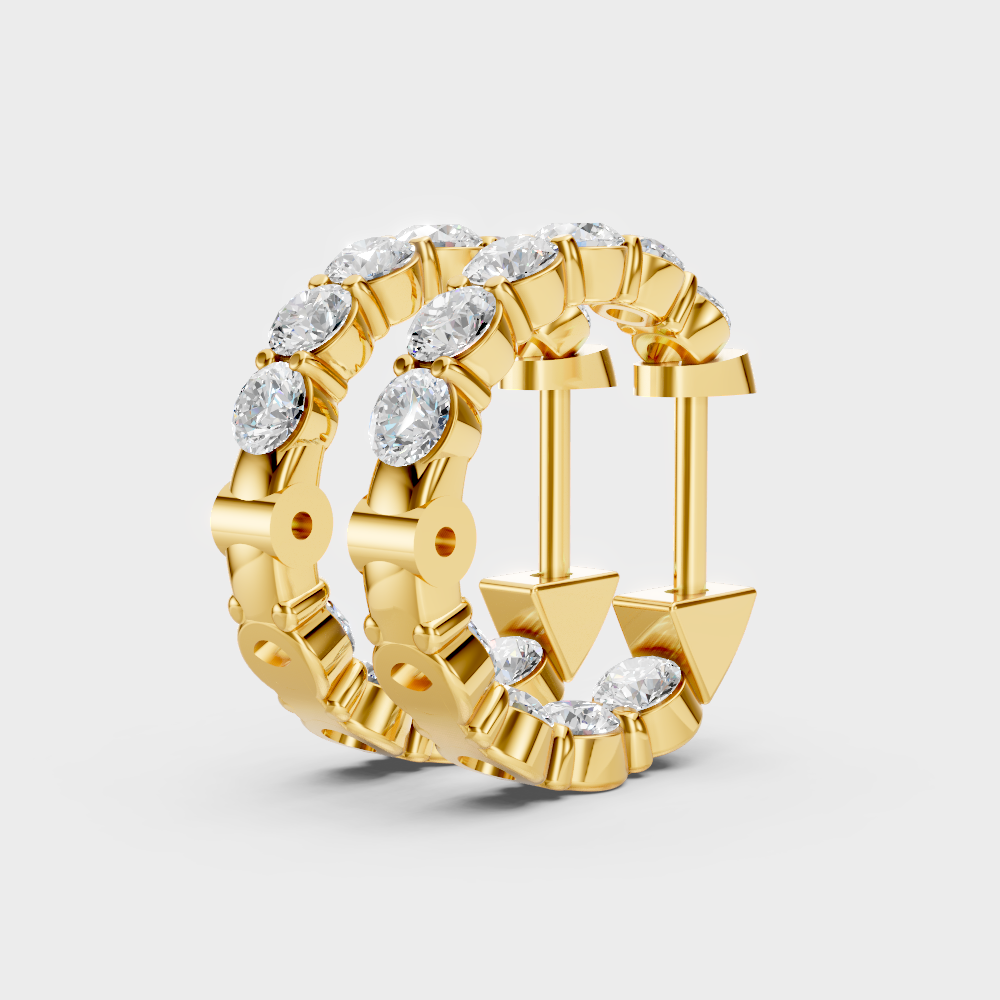 Elegant Diamond Hoop Earrings In Yellow Gold Ethical Craftsmanship
