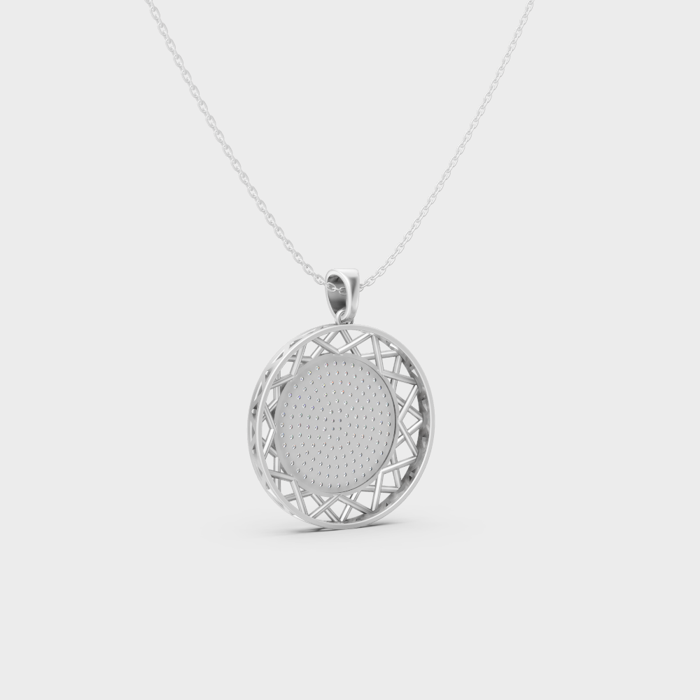 White Gold Round-Shaped Lab-Grown Diamond Pendant With Hallmark Gold Quality