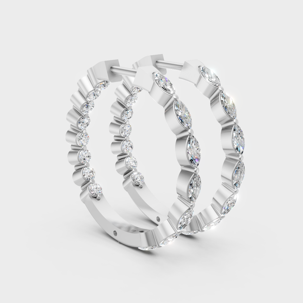 High-polish 950 platinum diamond hoops for ethical and timeless style