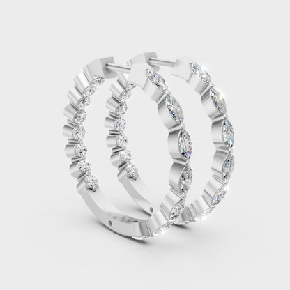High-polish 950 platinum diamond hoops for ethical and timeless style