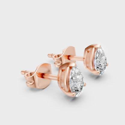 1 Ct Total Lab Diamond Stud Earrings Hallmark Rose Gold