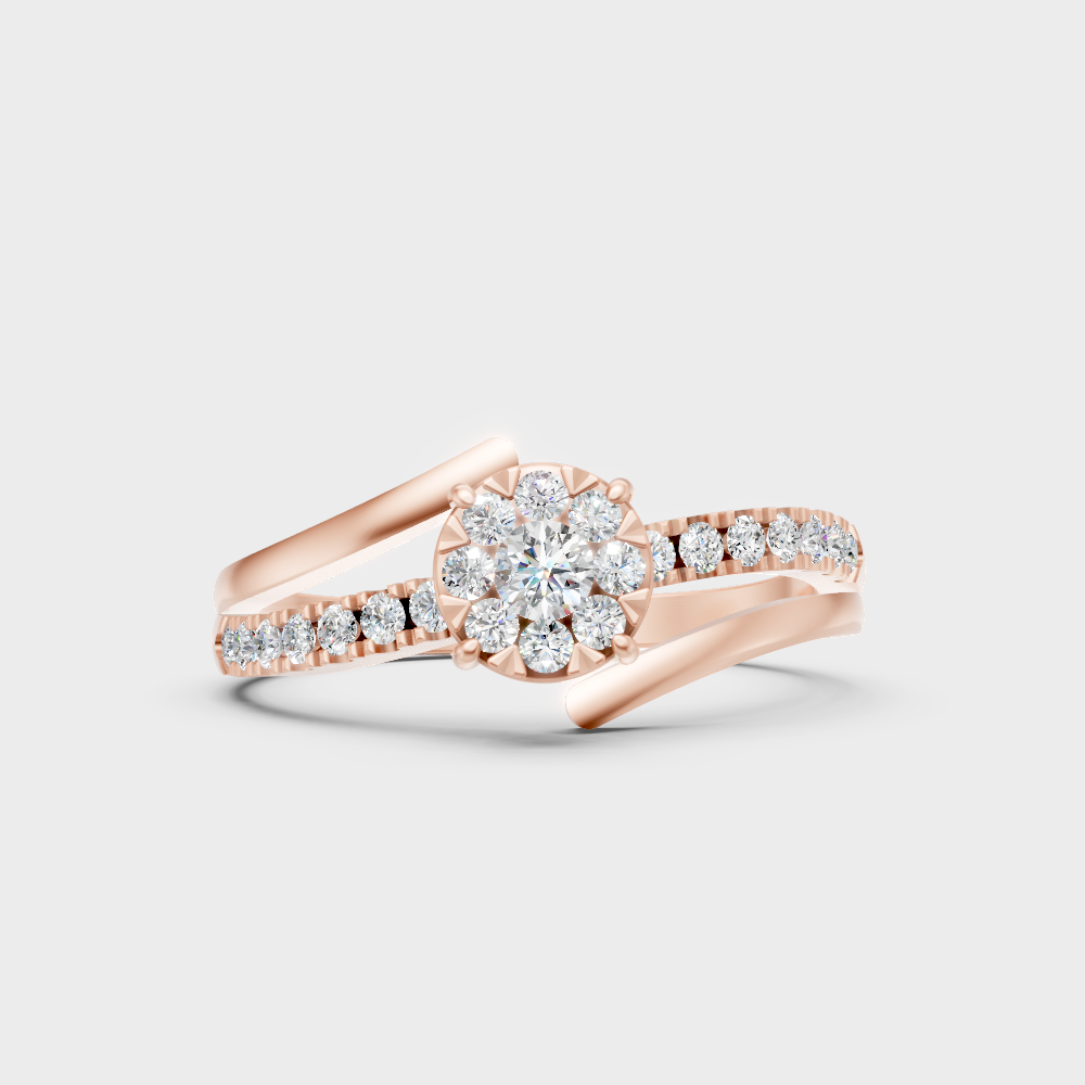 Unique Rose Gold Ring Featuring A Gli Certified Round Lab Diamond Solitaire