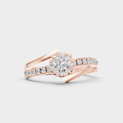 Unique Rose Gold Ring Featuring A Gli Certified Round Lab Diamond Solitaire