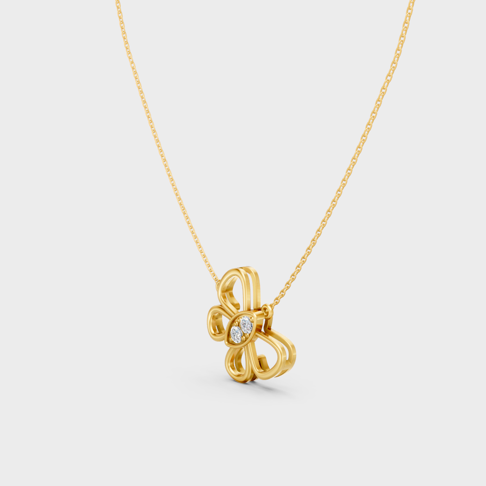 Minimal Round Cut Lab-Grown Diamond Pendant In Yellow Gold