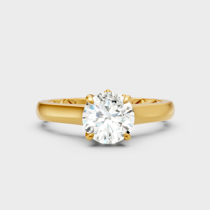 Sustainable Yellow Gold Ring With Igi Certified Round-Cut Lab Diamonds