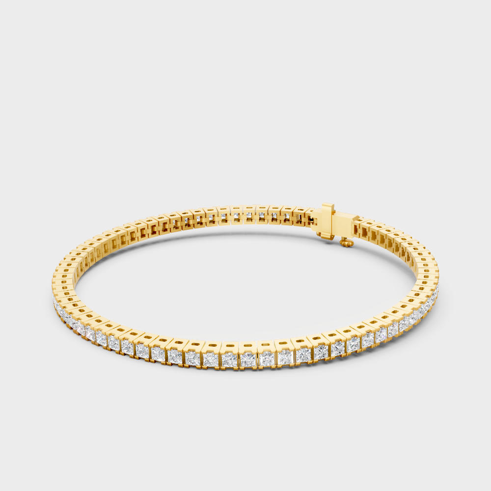 Hallmark 9K Yellow Gold Lab-Grown Princess Cut Diamond Bracelet