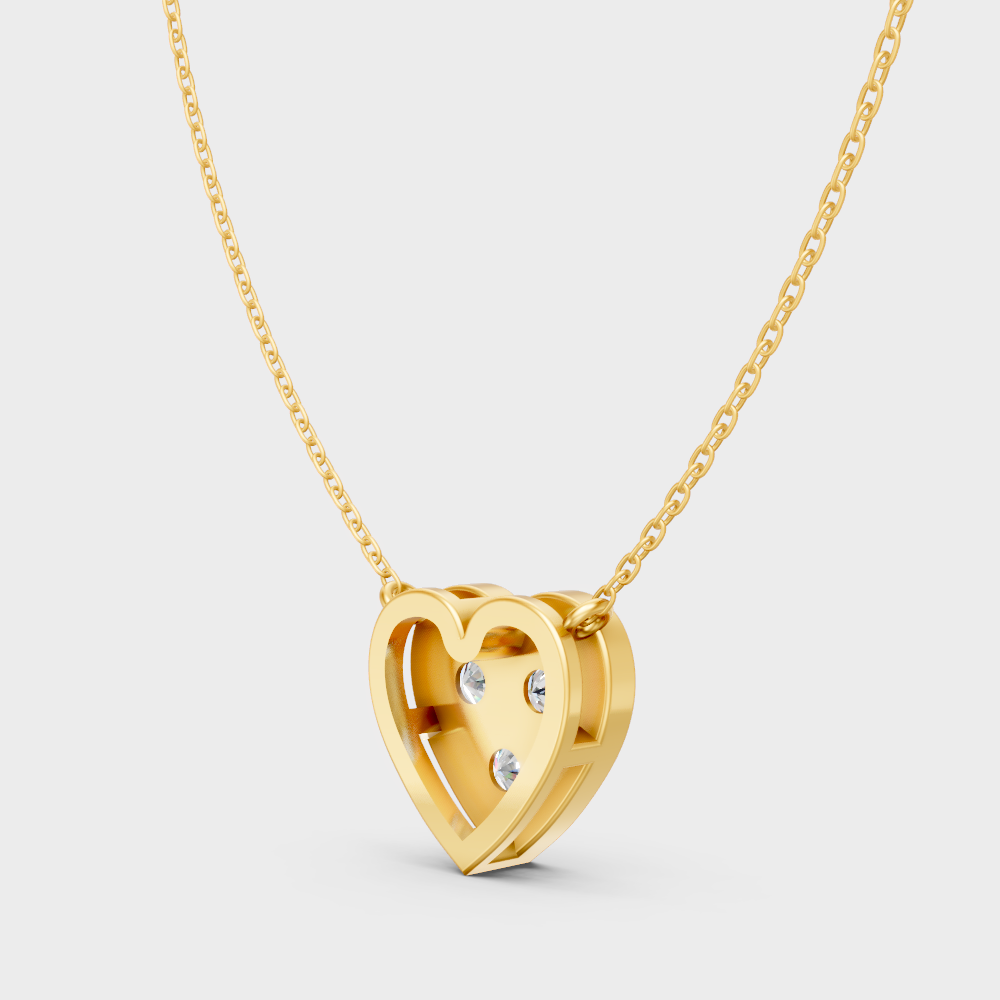Luxury Round Cut Lab-Grown Diamond Pendant Necklace In Yellow Gold
